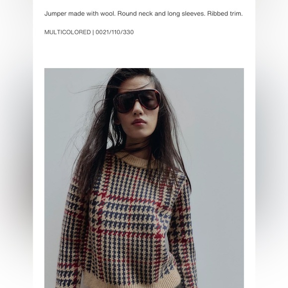 Zara NWT houndstooth wool jumper sweater 0021/110 - Picture 12 of 13